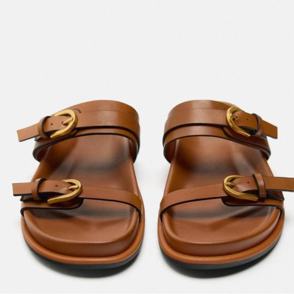 Zara Brown buckle sandals
